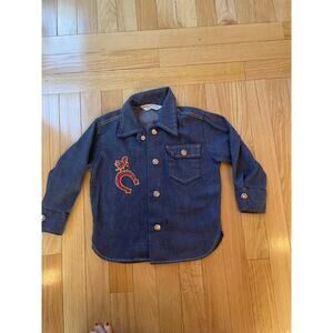 1970's Kids Shirt Western Vintage Embroidered CowboyHat HealthTex Made in USA 4T